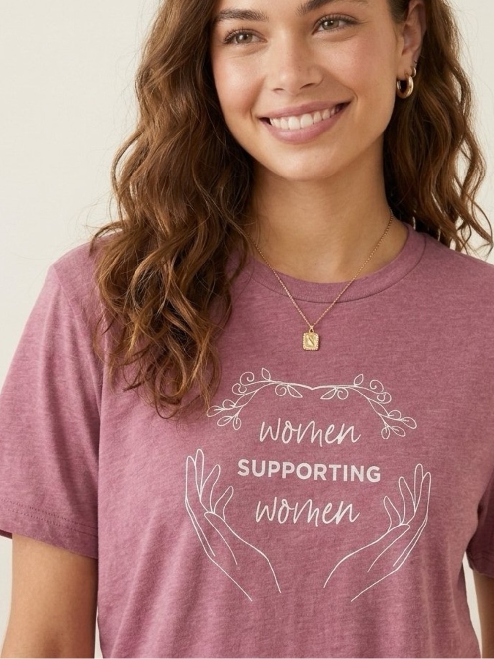NWT The Ink Pad Women Supporting Women Graphic Tee Mauve Pink Size M